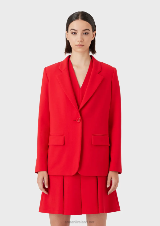 Women 086V35 Single-Breasted Blazer With Lapels Armani Red