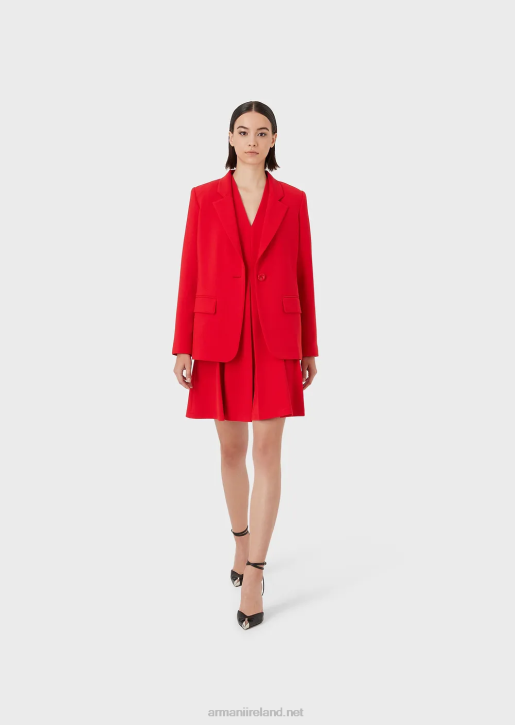 Women 086V35 Single-Breasted Blazer With Lapels Armani Red