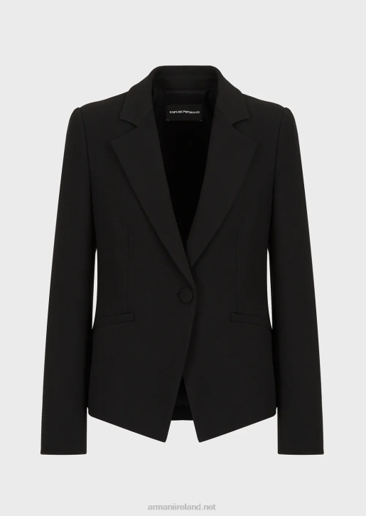 Women 086V41 Cady Crepe Jacket With Lapels Armani Black