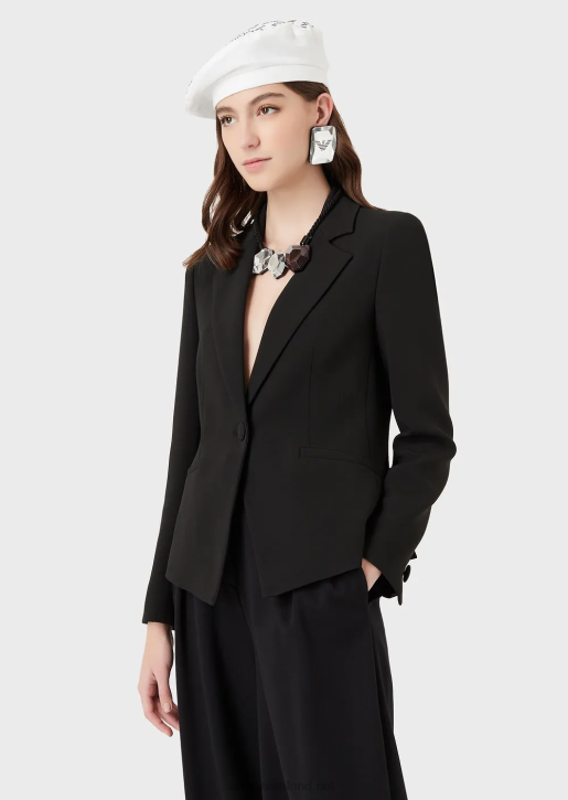 Women 086V41 Cady Crepe Jacket With Lapels Armani Black