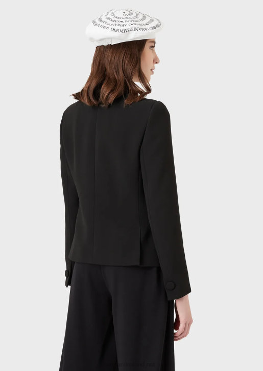 Women 086V41 Cady Crepe Jacket With Lapels Armani Black