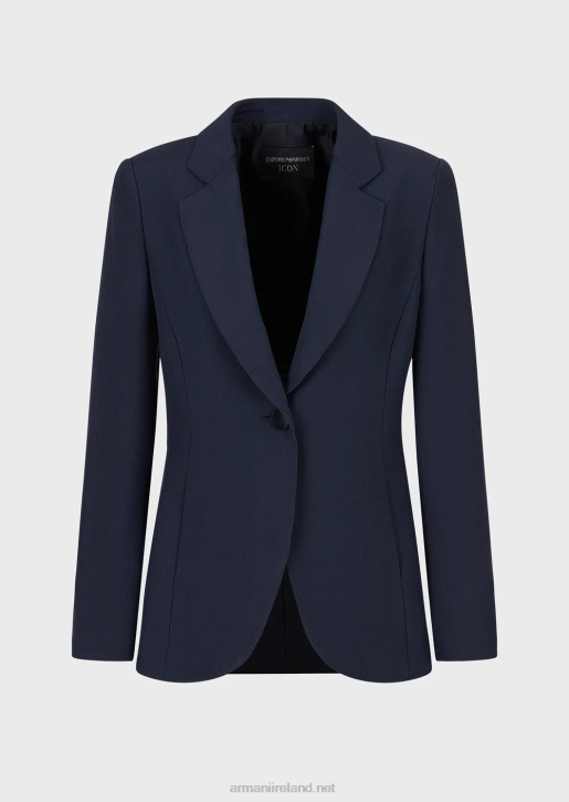 Women 086V63 Froisse Viscose Lapel Jacket With Slits Armani