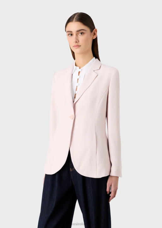 Women 086V64 Froisse Viscose Lapel Jacket With Slits Armani