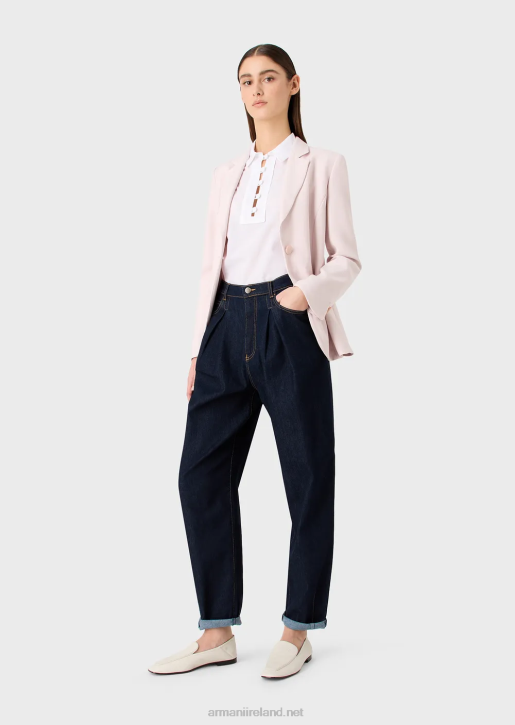 Women 086V64 Froisse Viscose Lapel Jacket With Slits Armani