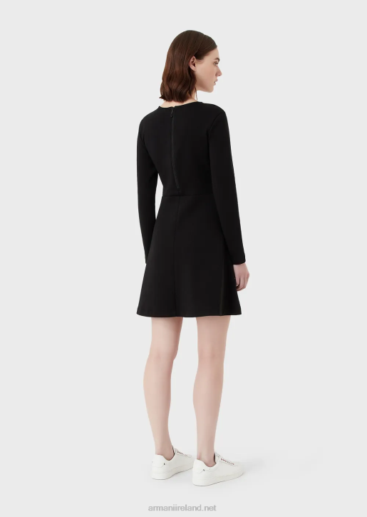 Women 086V100 Rabbit-Embroidered Sweatshirt Dress Armani Black