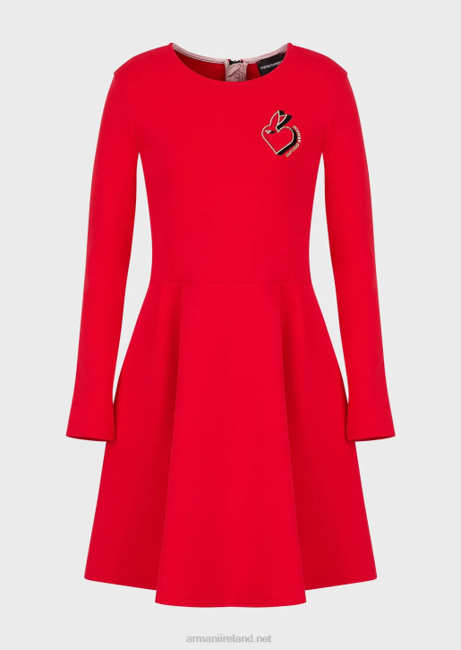 Women 086V101 Rabbit-Embroidered Sweatshirt Dress Armani Red