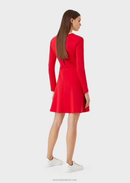 Women 086V101 Rabbit-Embroidered Sweatshirt Dress Armani Red