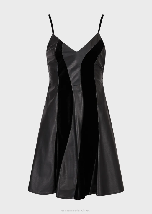 Women 086V103 Nappa-Lambskin Dress With Velvet Inserts Armani Black