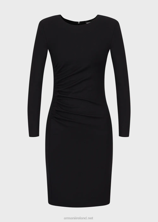 Women 086V105 Milano-Stitch Sheath Dress With Draping Armani Black