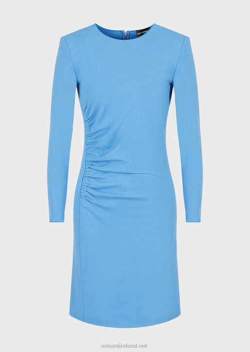 Women 086V107 Milano-Stitch Sheath Dress With Draping Armani Azure