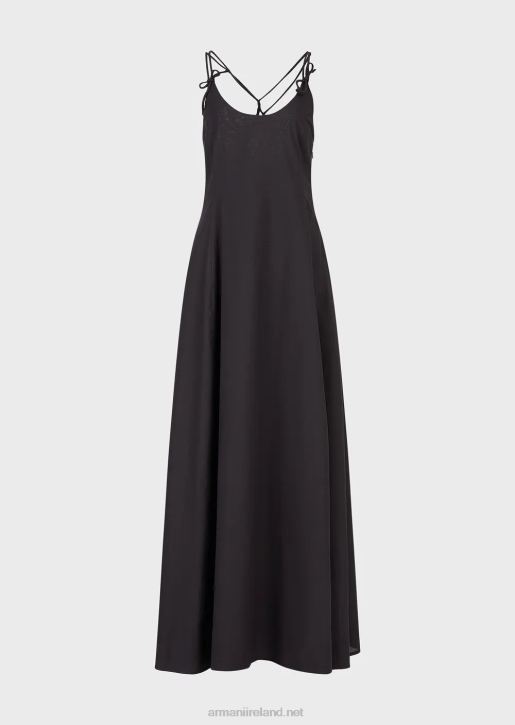 Women 086V113 Poplin Long Dress With Crossover Back Armani Black