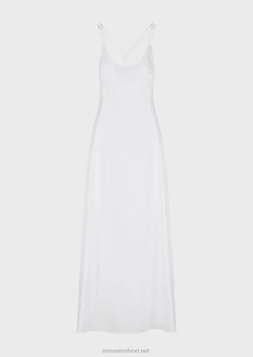 Women 086V114 Poplin Long Dress With Crossover Back Armani White