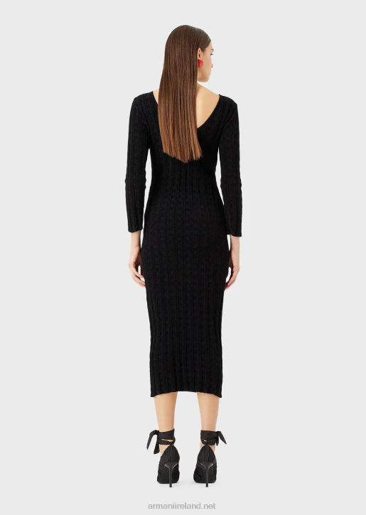 Women 086V118 Lurex Check Jacquard Sheath Dress Armani Black