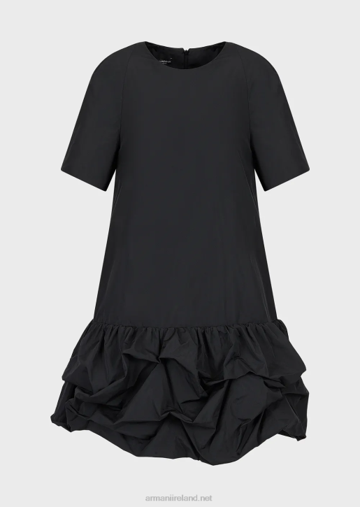 Women 086V124 Taffeta Dress With Gathered Flounce Armani Black