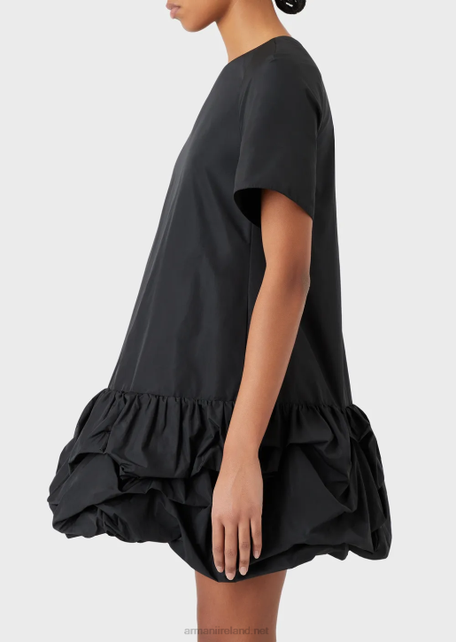 Women 086V124 Taffeta Dress With Gathered Flounce Armani Black