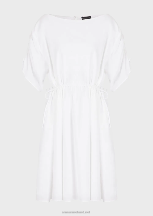 Women 086V91 Boat-Neck Dress With Drawstring Armani White