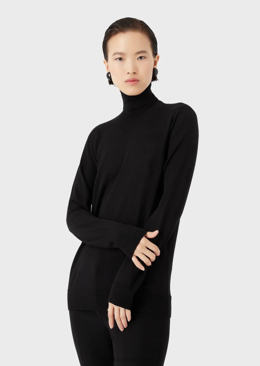 Women 086V226 Pure Virgin-Wool Rollneck Armani Black