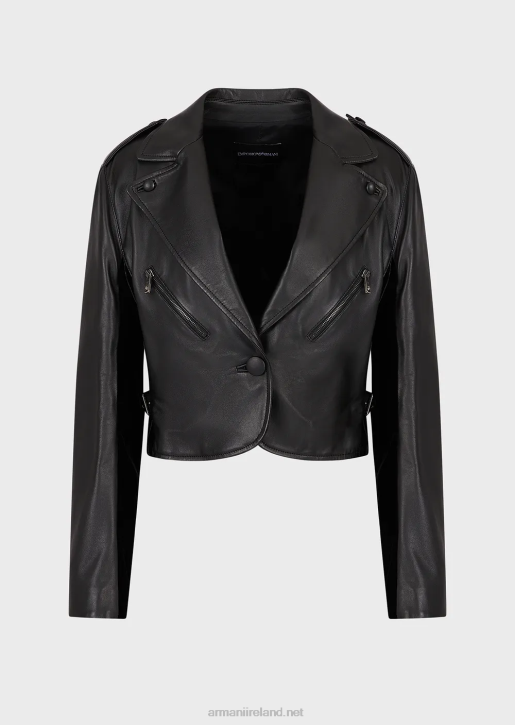 Women 086V229 Nappa-Lambskin Jacket With Velvet Inserts Armani Black