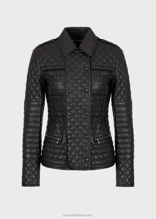 Women 086V230 Quilted, Nappa Lambskin Double-Breasted Jacket Armani Black