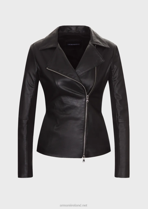 Women 086V232 Nappa-Lambskin Jacket With Jersey Inserts Armani Black