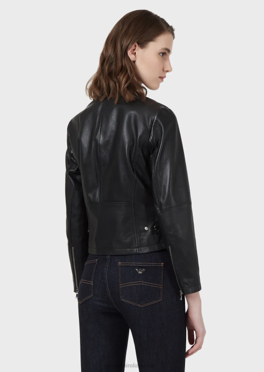 Women 086V233 Nappa-Lambskin Biker Jacket Armani Black