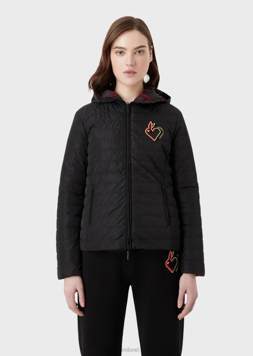 Women 086V238 Reversible, Quilted Hooded Jacket Armani Black