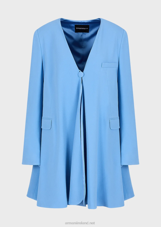 Women 086V243 Cady-Crepe V-Neck Overcoat Armani Blue