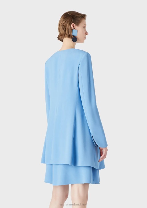 Women 086V243 Cady-Crepe V-Neck Overcoat Armani Blue