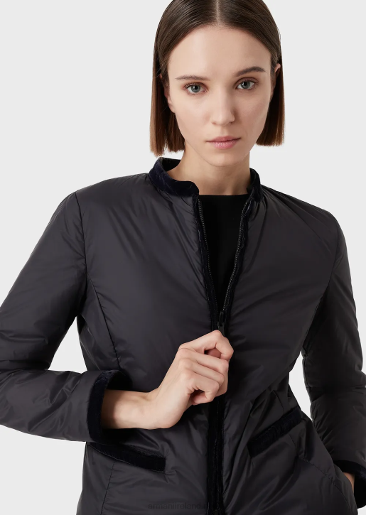 Women 086V247 Nylon Reversible Guru-Collared Jacket Armani Black