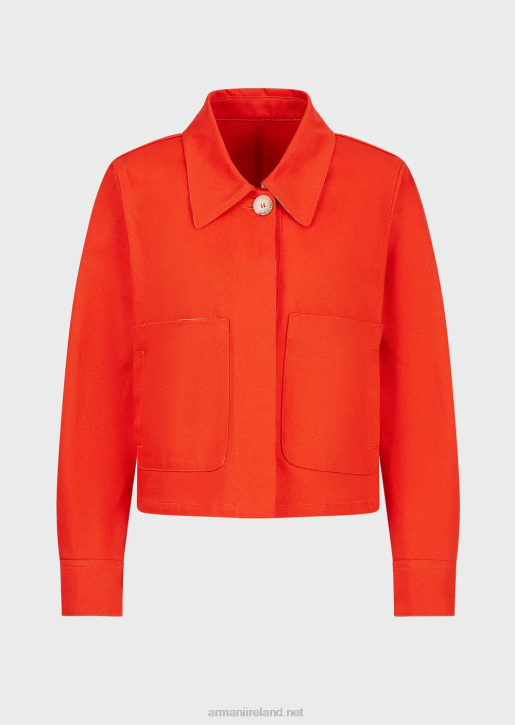 Women 086V251 Sustainable Collection Organic Bull Cropped Blouson Armani Orange