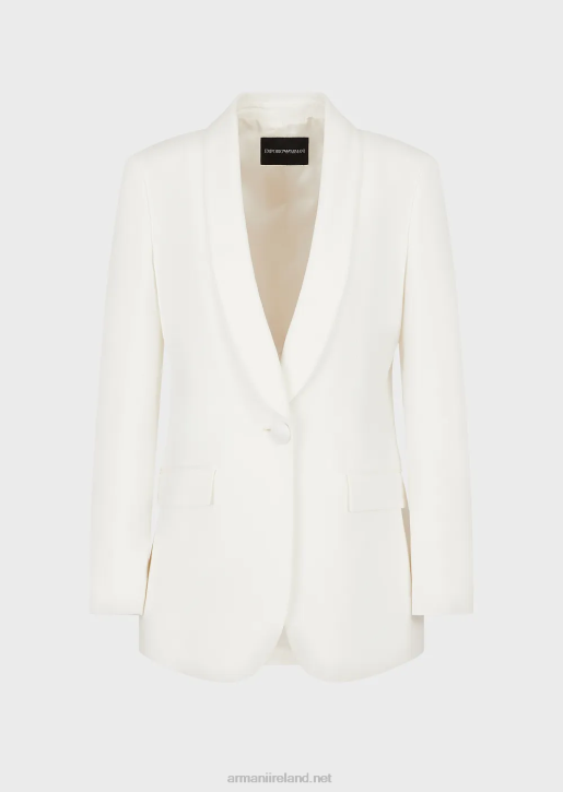 Women 086V415 Envers-Satin, Shawl-Collar Jacket Armani White