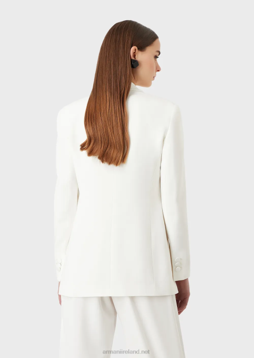 Women 086V415 Envers-Satin, Shawl-Collar Jacket Armani White