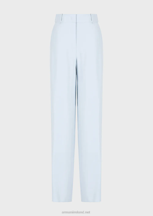 Women 086V270 Fluid Gabardine Palazzo Trousers Armani Azure