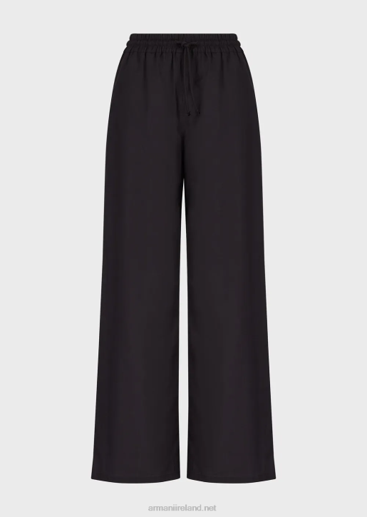 Women 086V274 Poplin Palazzo Trousers With Drawstring Armani Black