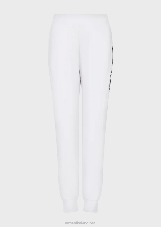 Women 086V281 Joggers With Embossed Signature Logo Embroidery Armani White