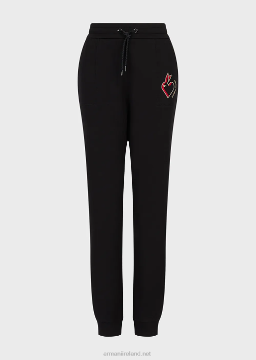 Women 086V282 Double-Jersey Trousers With Embroidery Armani Black