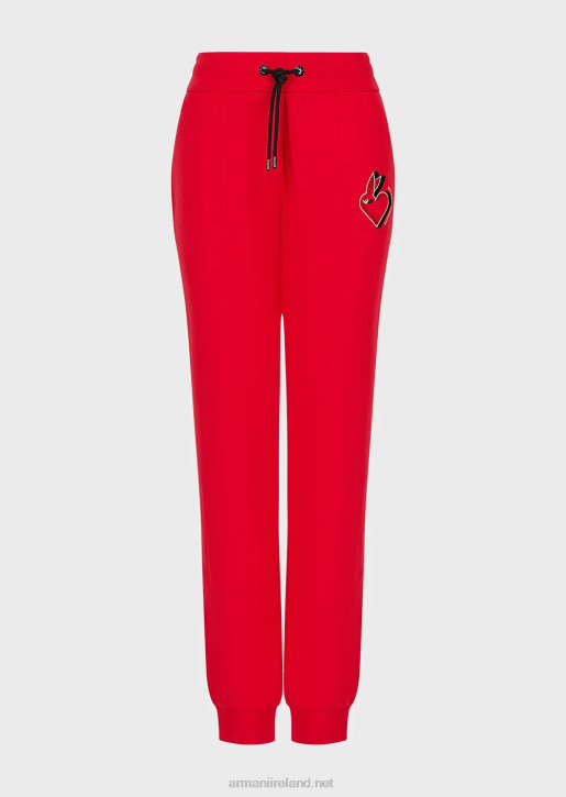 Women 086V283 Double-Jersey Trousers With Embroidery Armani Red