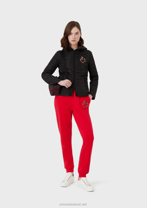 Women 086V283 Double-Jersey Trousers With Embroidery Armani Red