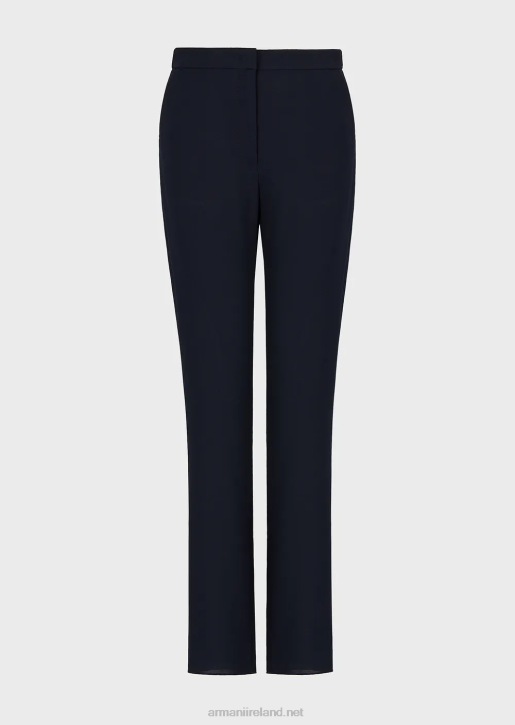 Women 086V284 Fluid Crepe 7/8 Trousers Armani Navy Blue