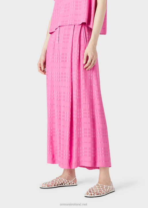 Women 086V286 Check Viscose 7/8 Culottes Armani Fuchsia