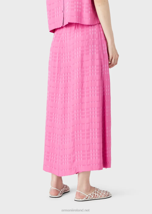 Women 086V286 Check Viscose 7/8 Culottes Armani Fuchsia