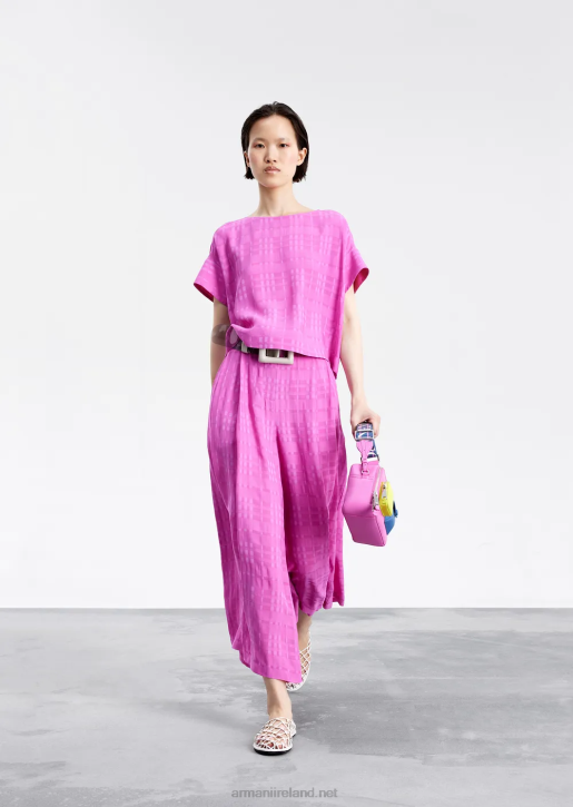 Women 086V286 Check Viscose 7/8 Culottes Armani Fuchsia