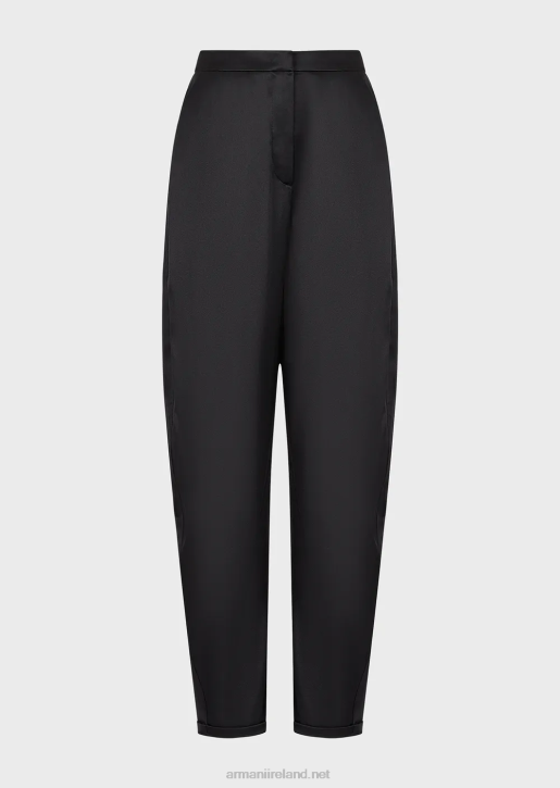 Women 086V287 Silk-Satin Oval-Leg Trousers Armani Black