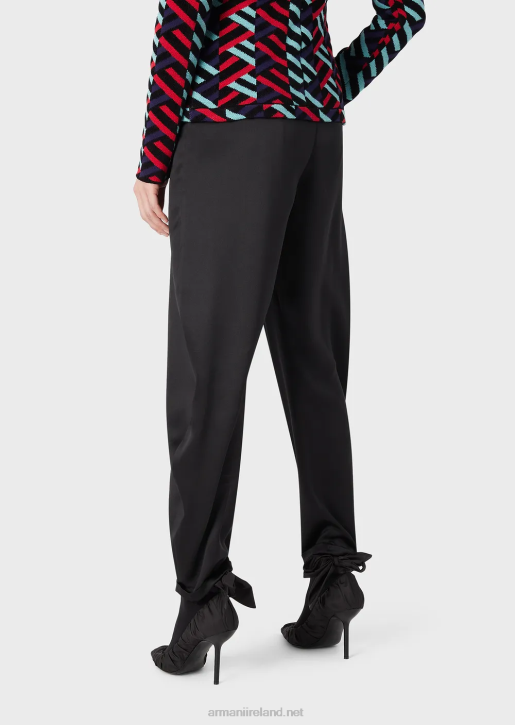 Women 086V287 Silk-Satin Oval-Leg Trousers Armani Black