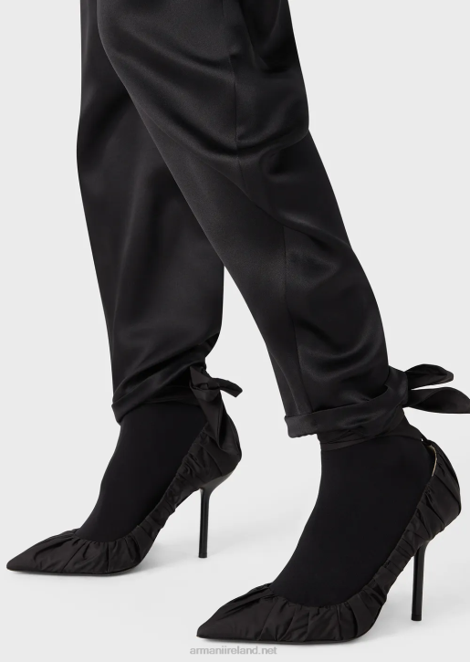 Women 086V287 Silk-Satin Oval-Leg Trousers Armani Black