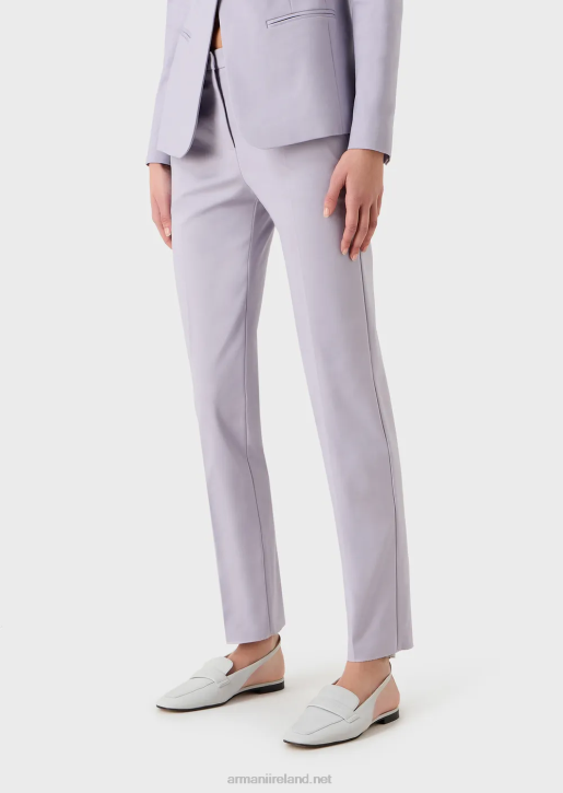 Women 086V292 Stretch Couture-Cotton Slim Trousers Armani Lilla