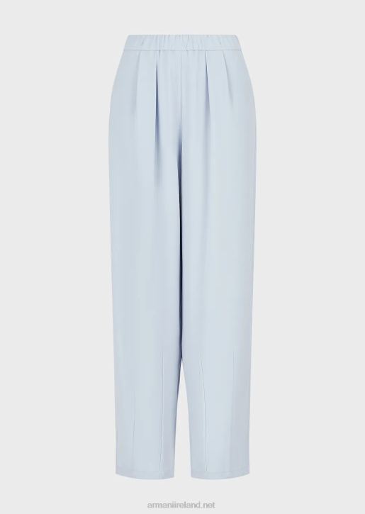 Women 086V301 Technical-Cady Trousers With Elasticated Waistband Armani Azure