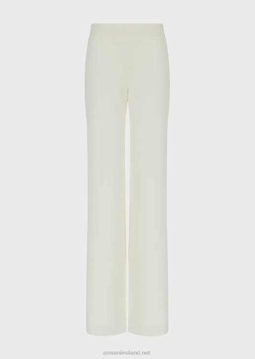 Women 086V303 Techno Cady Palazzo Trousers Armani White