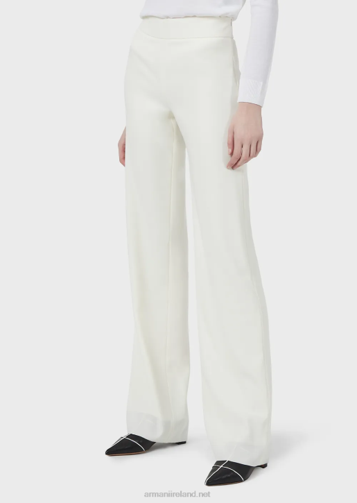 Women 086V303 Techno Cady Palazzo Trousers Armani White