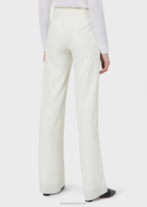 Women 086V303 Techno Cady Palazzo Trousers Armani White